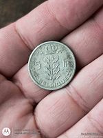 Reverse showing crown, 5 F, oak branch, BELGIQUE inscription