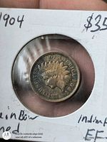 Obverse of 1904 Indian Head cent in 2x2 holder