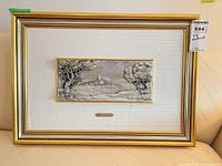 Full view of framed Ottaviani 800 silver bas relief artwork
