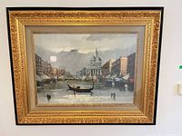 Frontal view of framed oil painting