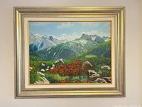 Front view of framed oil painting showing entire artwork and frame