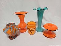 Front view of all five Kralik Tango vases