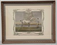 full framed print showing horse and groom, wood frame