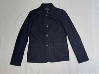 Front view of navy stand-collar Rag & Bone jacket