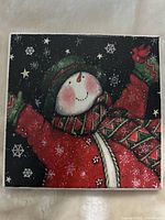 Front view of snowman porcelain coaster