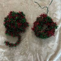 Garland strands and wreath side by side