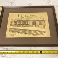 Full view of framed print with measuring tape