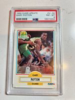 Front of PSA-slabbed Gary Payton rookie card showing PSA label and card front