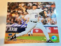 Front view of signed Aaron Cook 8x10 photo