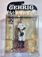 Front view of sealed Lou Gehrig figure in packaging