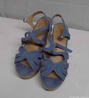Light blue wedge sandals front and top view