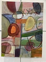 Full view of abstract acrylic painting showing entire composition