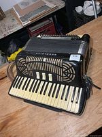 Full view of Excelsior accordion on table