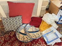 Group shot of all textiles on rug background