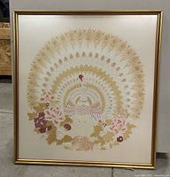 framed peacock artwork front view