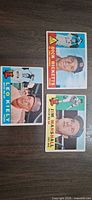 Front view of three 1960 Topps baseball cards: Leo Kiely, Dick Ricketts, Jim Marshall
