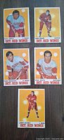 Fronts of five 1970 OPC Detroit Red Wings cards showing players Libett, Unger, Webster, Rolfe, Jeffrey