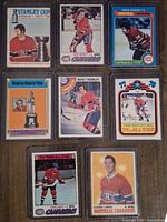 Front view of the eight sleeved Canadiens cards