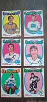 Fronts of six 1971 O-Pee-Chee hockey cards