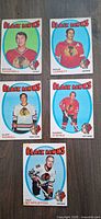 Fronts of five 1971 O-Pee-Chee Black Hawks cards