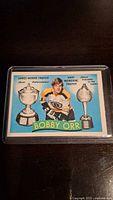 Front of 1971 OPC Bobby Orr trophy card in holder