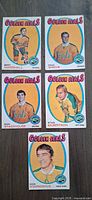 Fronts of five 1971 O-Pee-Chee Golden Seals hockey cards
