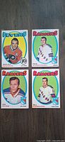 Front view of four 1971 O-Pee-Chee hockey cards