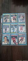 Fronts of nine 1979 OPC hockey cards in sleeve
