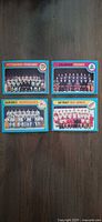 Fronts of four 1979 OPC hockey team checklist cards