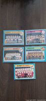 Fronts of five 1979 OPC team checklist cards showing Quebec Nordiques, Washington Capitals, St. Louis Blues, Vancouver Canucks, Detroit Red Wings