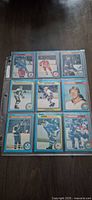 Fronts of all nine 1979 O-Pee-Chee hockey cards in sleeve