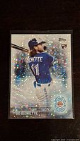 Front of Bo Bichette rookie card showing holographic design and RC logo