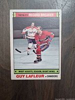 Front of O-Pee-Chee Guy Lafleur Record Breaker card