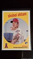 Front of Shohei Ohtani Topps rookie card in sleeve