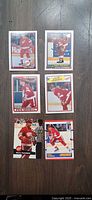 All six Steve Yzerman hockey cards laid out