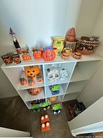 Overall view of shelf with majority of Halloween items displayed