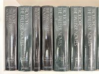 Eight Oxford U.P. Trollope volumes with green dust-jackets visible on shelf