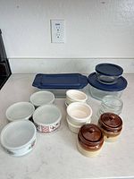 All containers and lids grouped on countertop