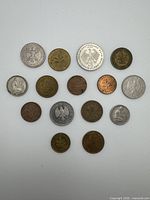 Full view of all fifteen German coins