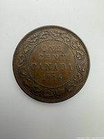 Reverse of 1916 Canada large cent showing denomination and date