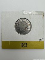 Reverse of 1932 Canadian dime in holder