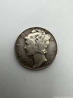 Obverse of 1940 Mercury dime showing details and wear