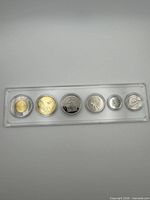 Front view of 2023 Royal Canadian Mint six-coin set in plastic holder