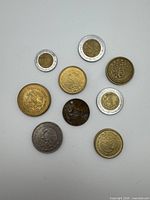 all nine Mexican coins fronts