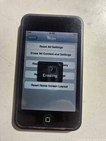 Front view of Apple iPod touch showing reset screen