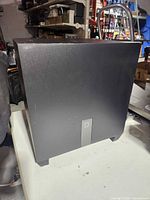 Front and side view of Definitive Technology Studio Micro subwoofer