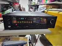 Front view showing display, controls and volume knob