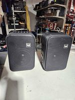 Front view of both Pyramid 5080 speakers showing overall condition