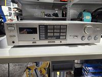 Front view showing display, controls, Sony branding