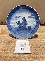 Front view of Royal Copenhagen Sunshine Over Greenland plate showing Arctic scene and 1958 date